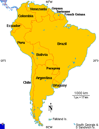 map of the caribbean and south america